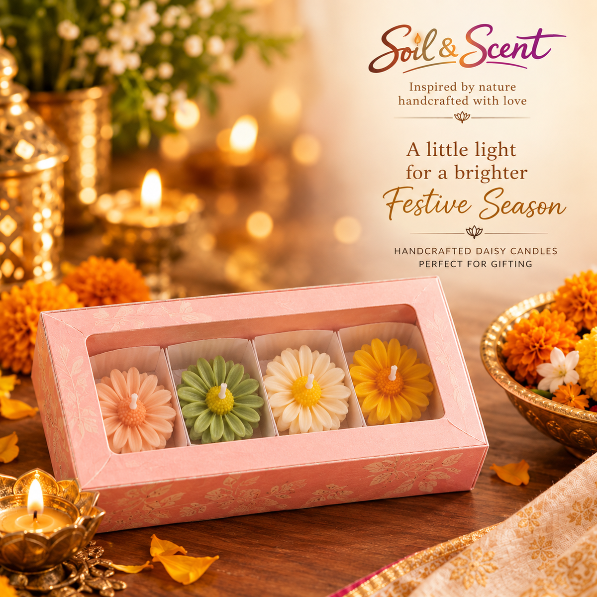 Set of 4 Scented Daisy Candle