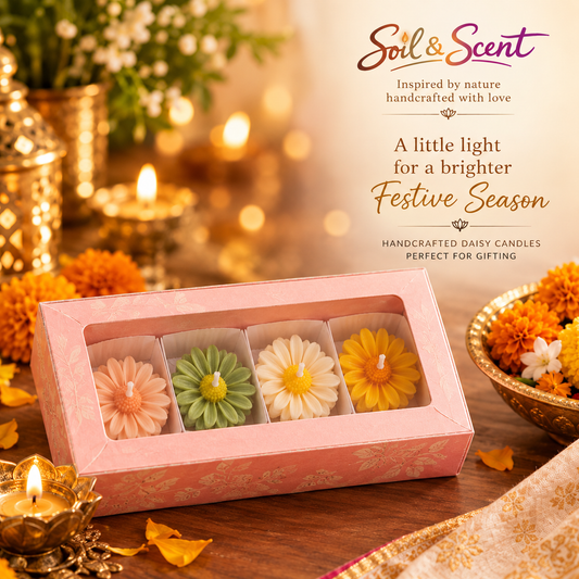 Set of 4 Scented Daisy Candle